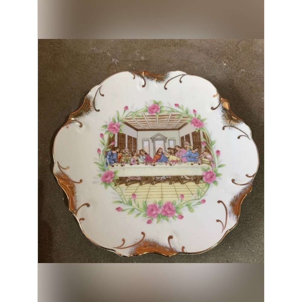 Unbranded The Last Supper Plate Unisex 8in White Excellent Religious Gold Trim